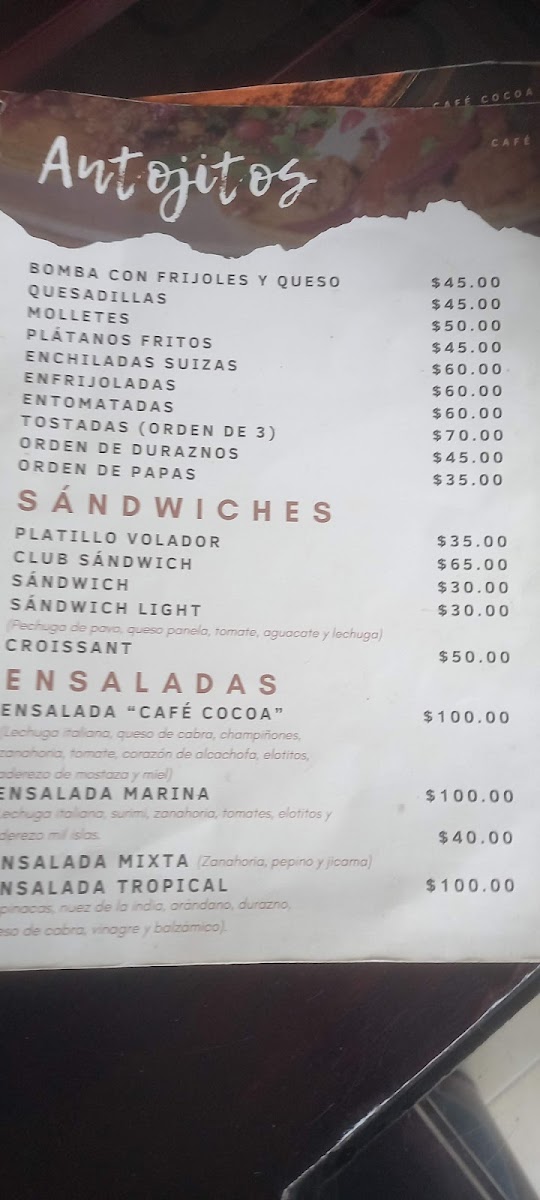 Café Cocoa Menu - Image 2